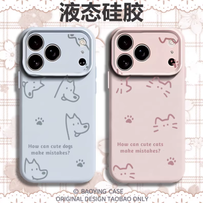 线条猫狗适用苹果情侣手机壳iPhone